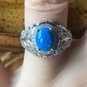 Natural Ceruleite Sterling Silver Ring Size 7